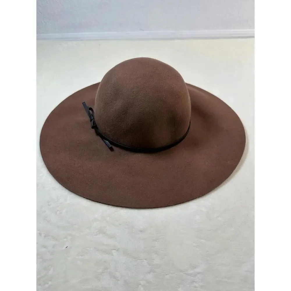 Women’s A New Day Wool Wide Brim Floppy Hat Brown Boho Fall Coastal Cowgirl
